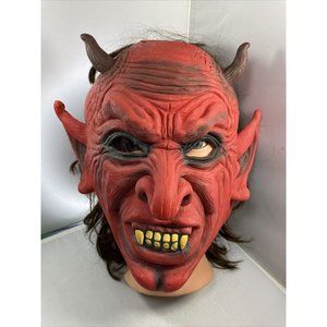 Red Scary Devil Horn Rubber Adult Cosplay Halloween Costume Party Mask